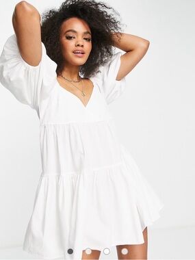 GAP Cotton Babydoll Maternity Mini Smock Dress in White Size Small